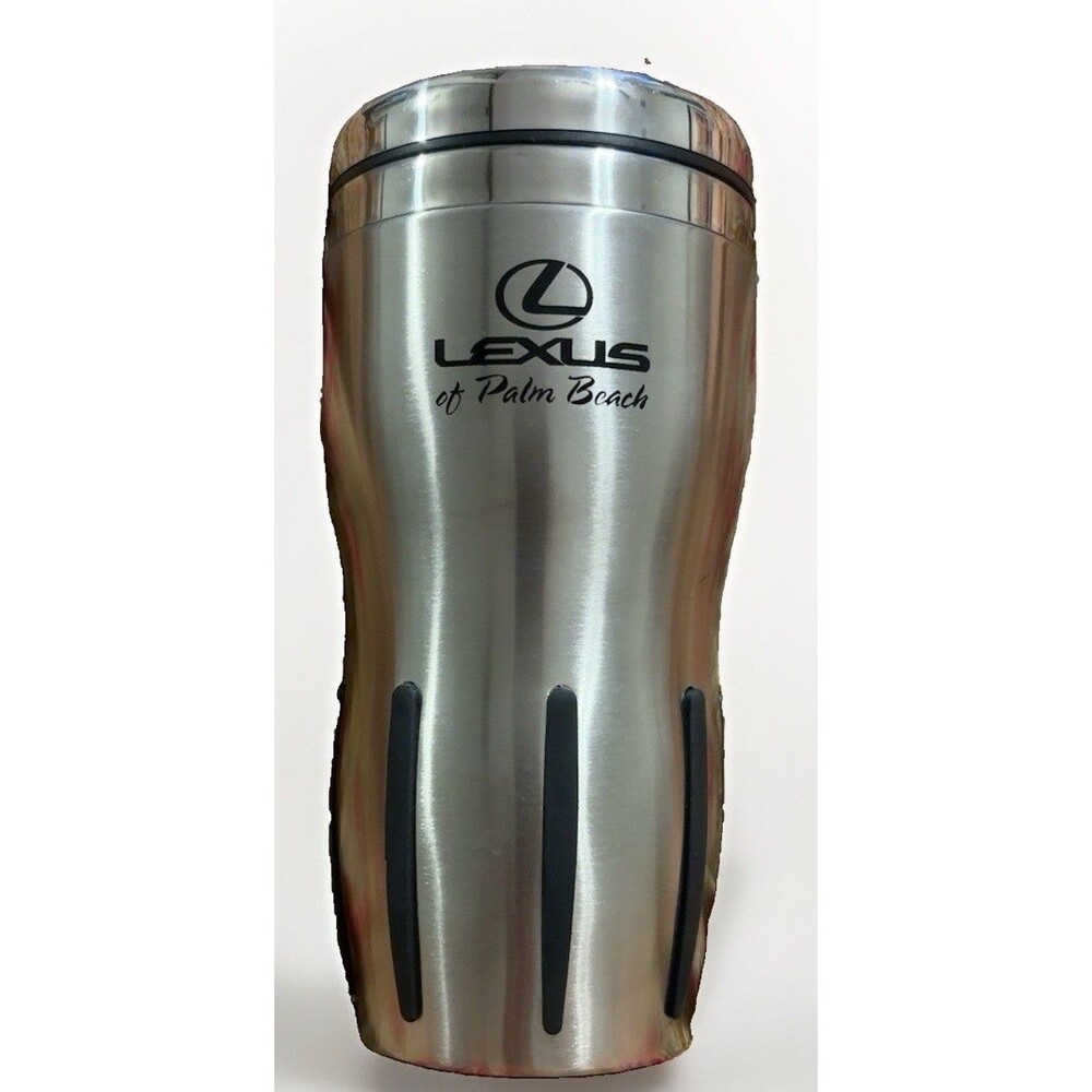 Lexus of Palm Beach Stainless Steel Silver Insulated Travel Mug Tumbler Lid NEW